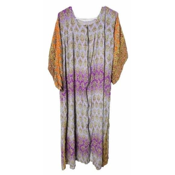 Boutique Abaya Cover Full Zip L-XL Colorful Long Sleeve Pleated Kaftan UAE Made - Picture 1 of 7